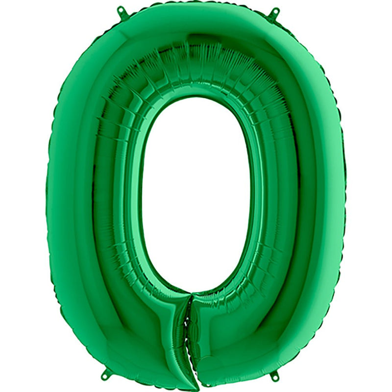 Foil Balloon Number 0 Metallic Green