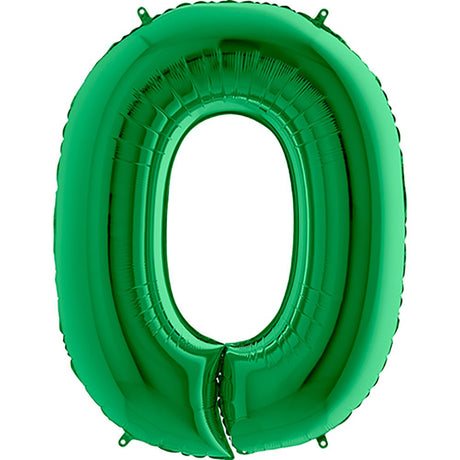 Foil Balloon Number 0 Metallic Green