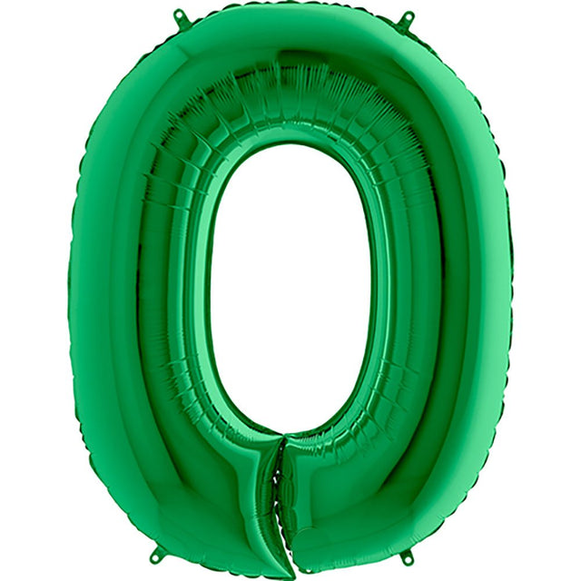 Foil Balloon Number 0 Metallic Green