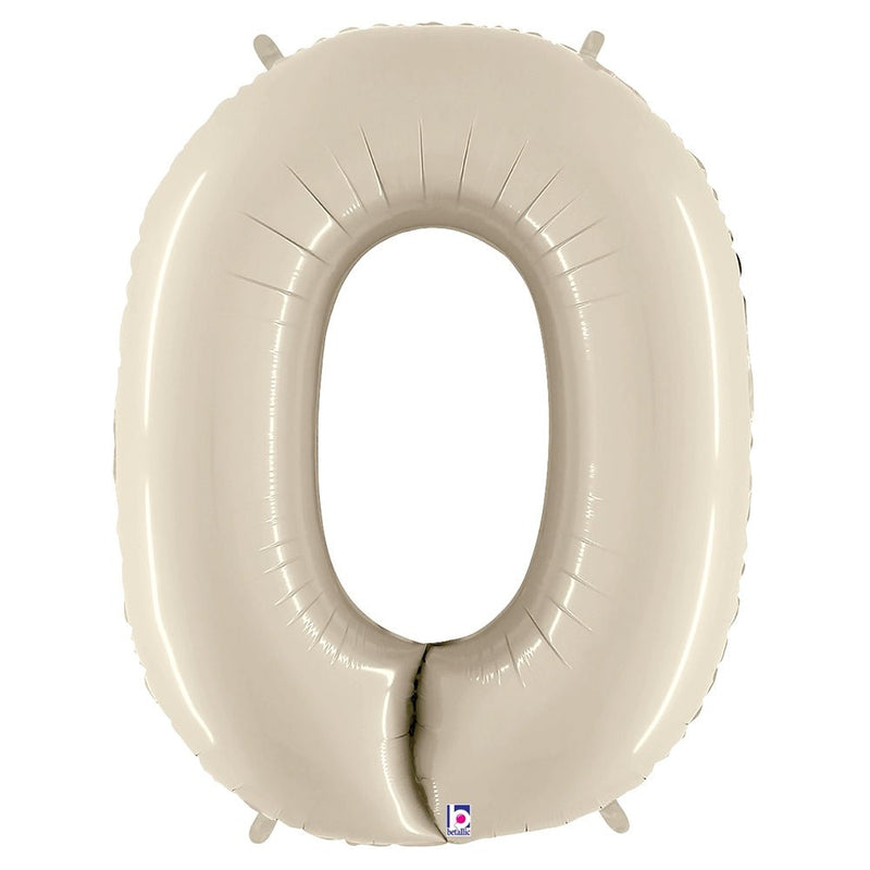 Foil Balloon Number 0 White Sand Megaloon