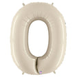 Foil Balloon Number 0 White Sand Megaloon