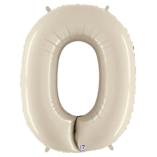Foil Balloon Number 0 White Sand Megaloon