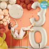 Foil Balloon Number 0 White Sand Megaloon