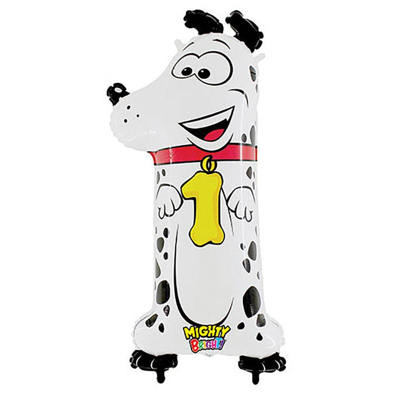 Foil Balloon Girls Boys Number 1 Dog Zooloon