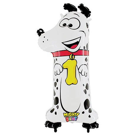 Foil Balloon Girls Boys Number 1 Dog Zooloon