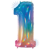 Foil Balloon Number 1 Opal Rainbow Megaloon