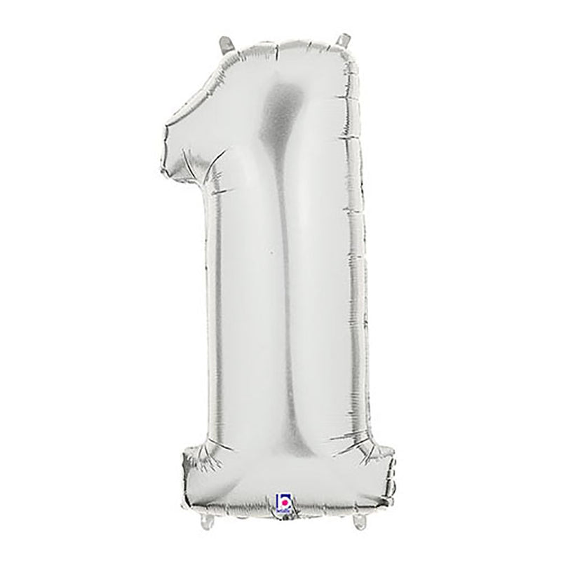 Foil Balloon Number 1 Silver Megaloon