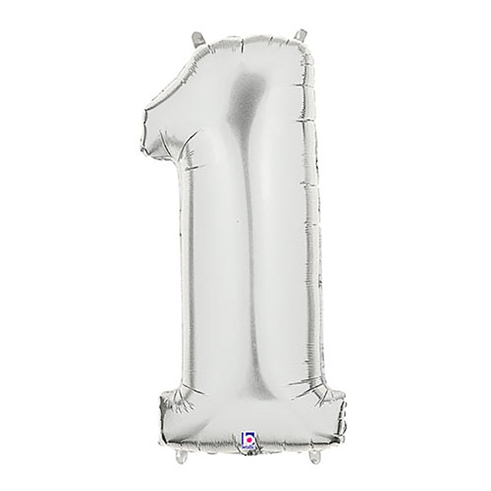 Foil Balloon Number 1 Silver Megaloon