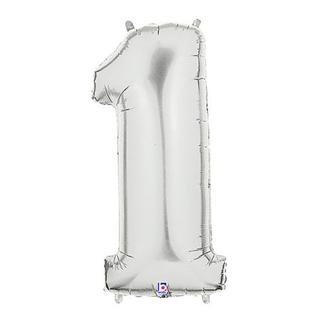Foil Balloon Number 1 Silver Megaloon