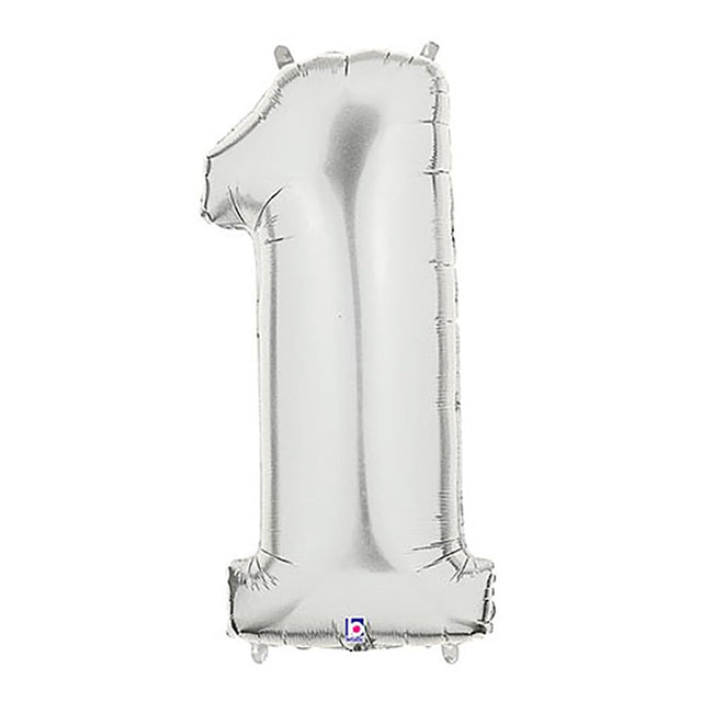 Foil Balloon Number 1 Silver Megaloon