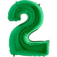 Foil Balloon Number 2 Metallic Green
