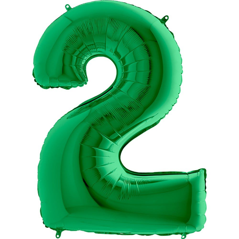 Foil Balloon Number 2 Metallic Green