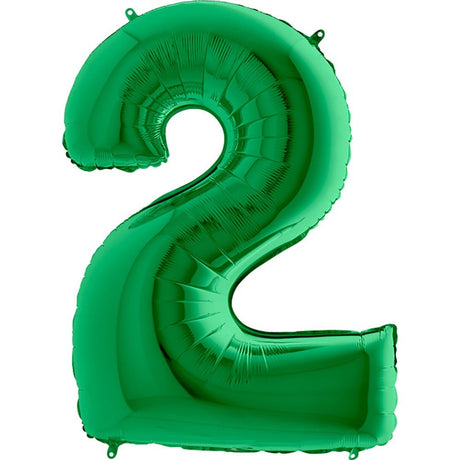 Foil Balloon Number 2 Metallic Green