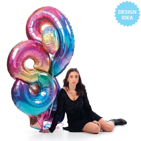 Foil Balloon Number 2 Opal Rainbow Megaloon