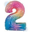 Foil Balloon Number 2 Opal Rainbow Megaloon
