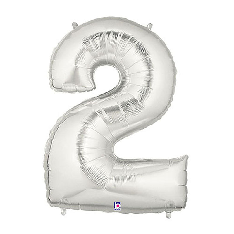 Foil Balloon Number 2 Silver Megaloon
