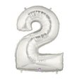 Foil Balloon Number 2 Silver Megaloon