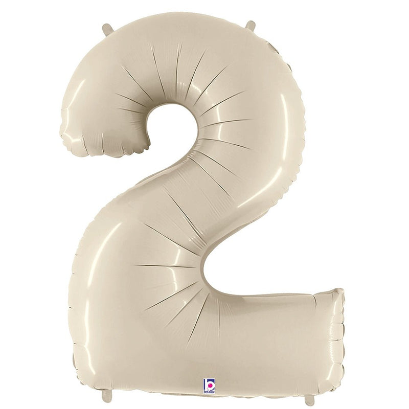 Foil Balloon Number 2 White Sand Megaloon