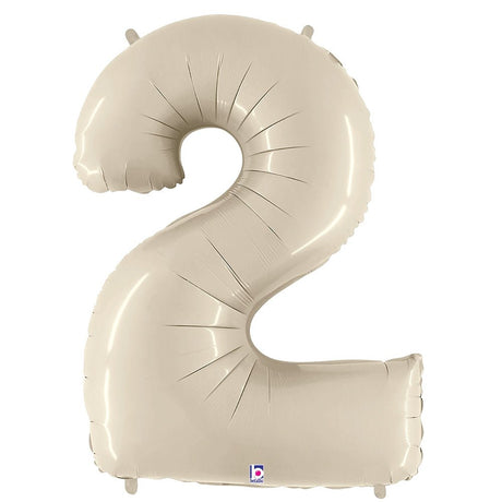 Foil Balloon Number 2 White Sand Megaloon