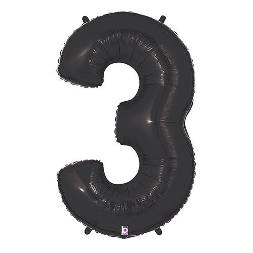 Foil Balloon Number 3 Black Megaloon