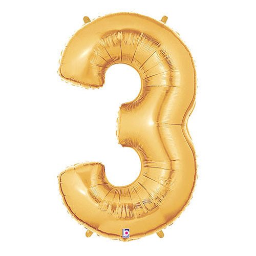 Foil Balloon Number 3 Gold Megaloon