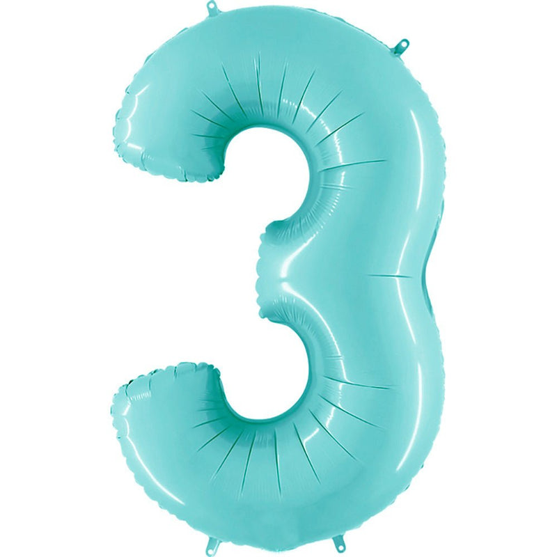 Foil Balloon Number 3 Light Blue