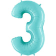 Foil Balloon Number 3 Light Blue