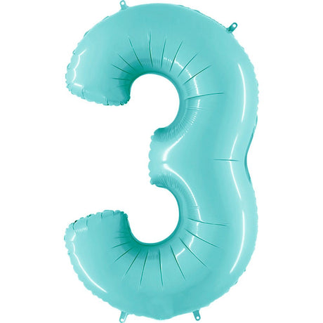 Foil Balloon Number 3 Light Blue