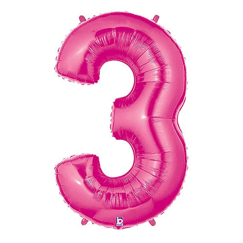 Foil Balloon Number 3 Pink Megaloon