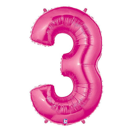 Foil Balloon Number 3 Pink Megaloon
