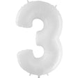 Foil Balloon Number 3 White 40 Inch