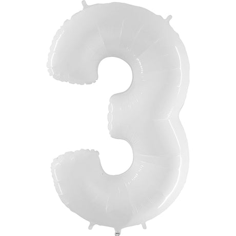 Foil Balloon Number 3 White 40 Inch