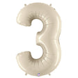 Foil Balloon Number 3 White Sand Megaloon