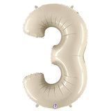 Foil Balloon Number 3 White Sand Megaloon