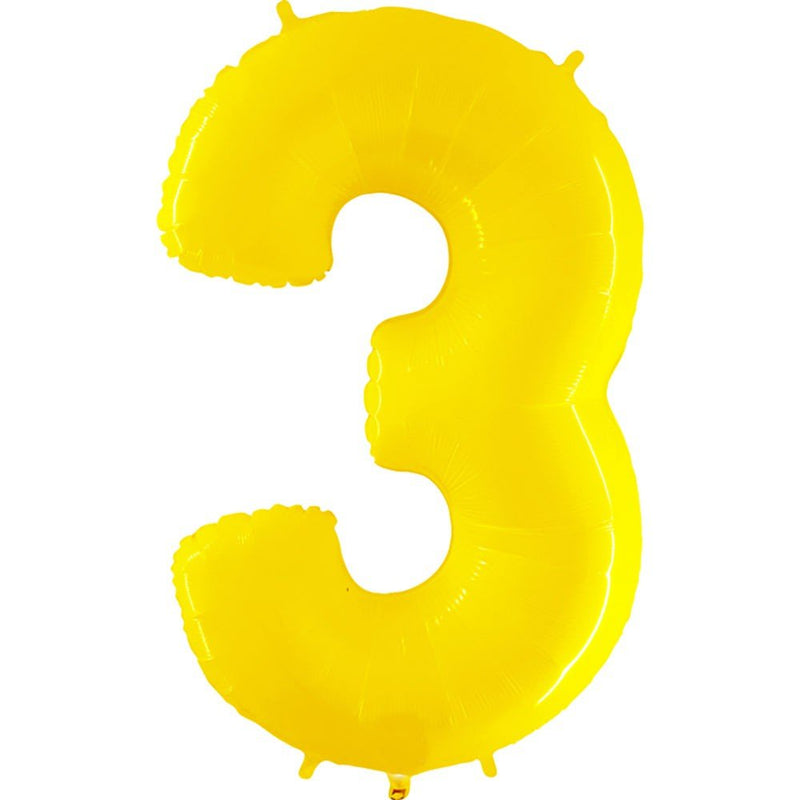 Foil Number 3 Balloon Yellow 40 Inch