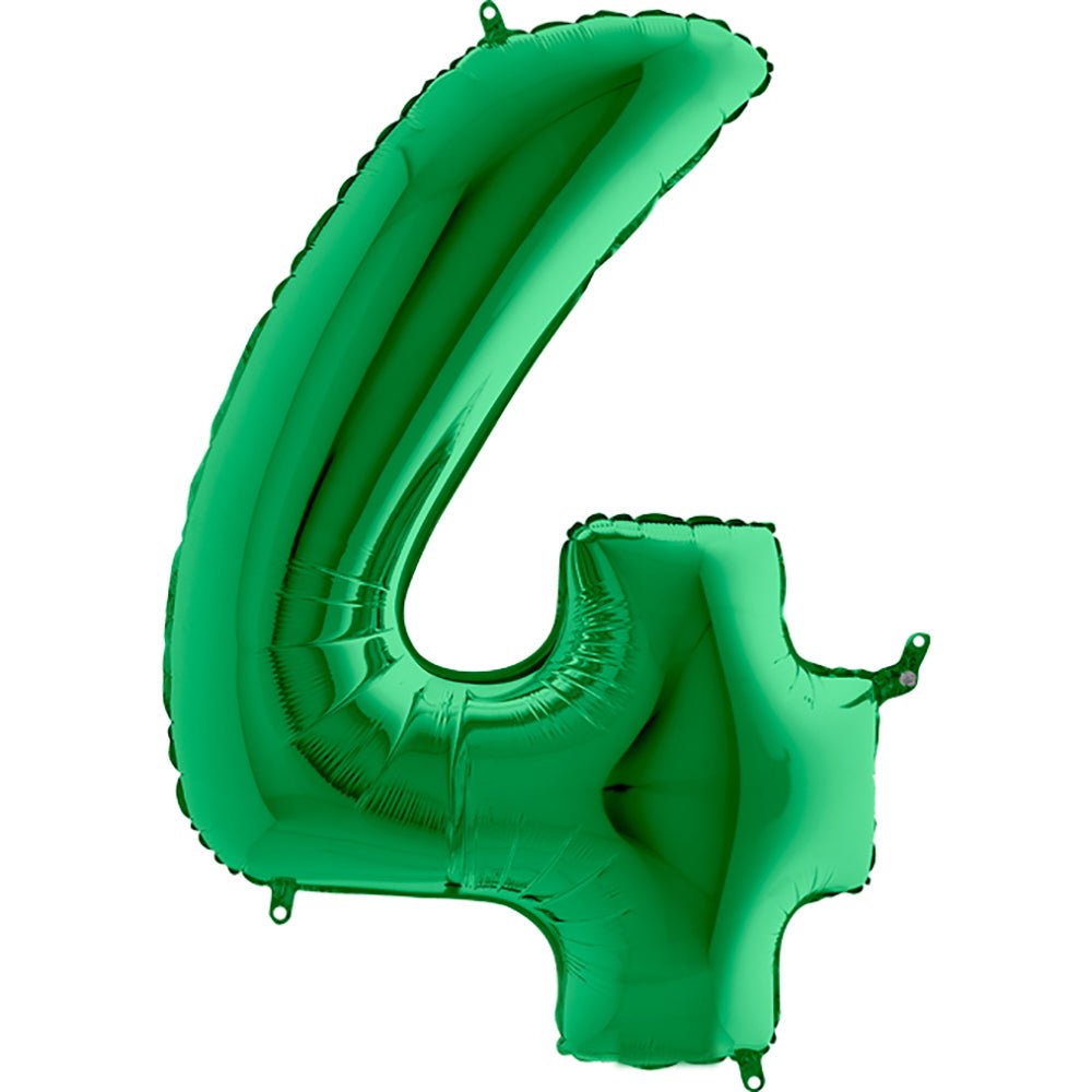 Number 4 Metallic Green Foil Balloon