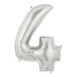 Foil Balloon Number 4 Silver Megaloon