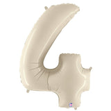 Foil Balloon Number 4 White Sand Megaloon
