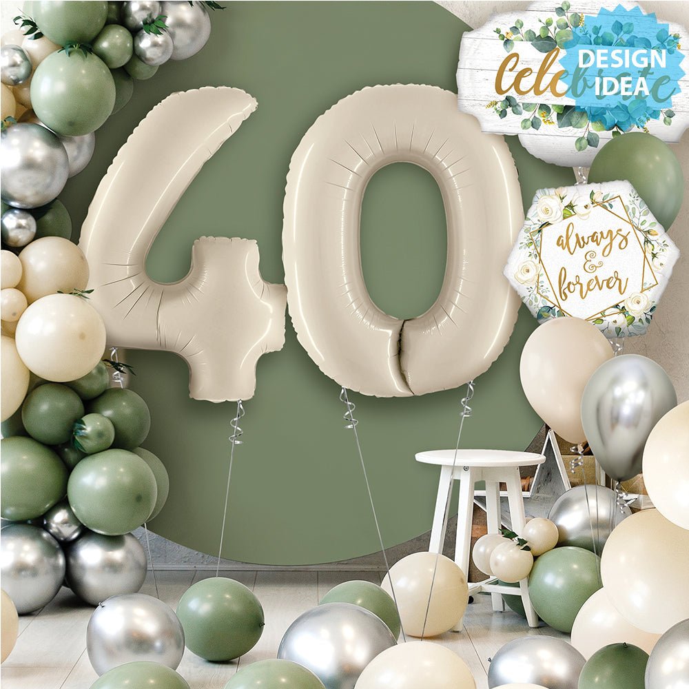 Foil Balloon Number 4 White Sand Megaloon