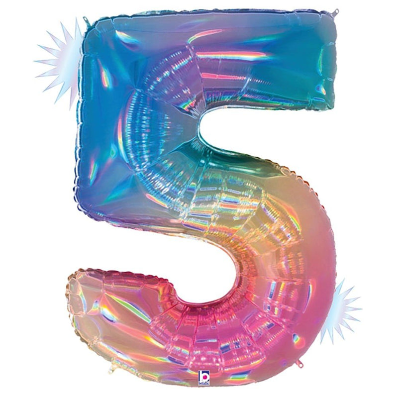 Foil Balloon Number 5 Opal Rainbow
