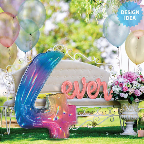 Foil Balloon Number 5 Opal Rainbow