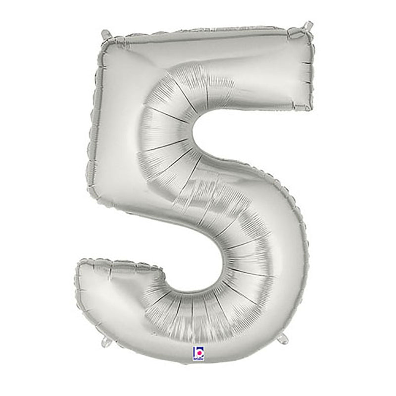 Foil Balloon Number 5 Silver Megaloon