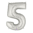 Foil Balloon Number 5 Silver Megaloon