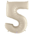 Foil Balloon Number 5 White Sand Megaloon