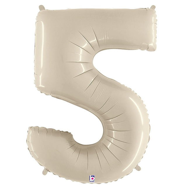 Foil Balloon Number 5 White Sand Megaloon