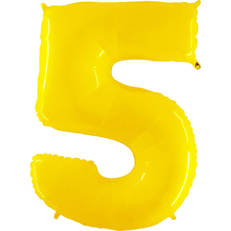 Foil Number 5 Balloon Yellow 40 Inch