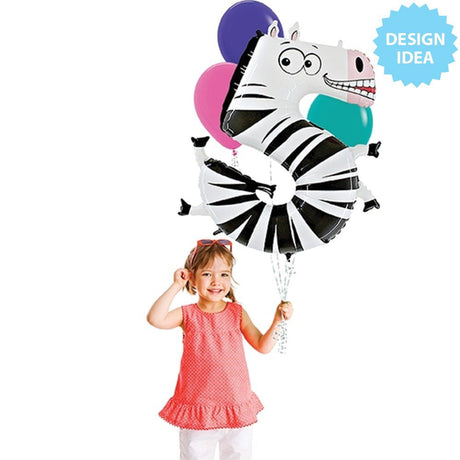 Foil Balloon Number 5 Zebra Zooloon