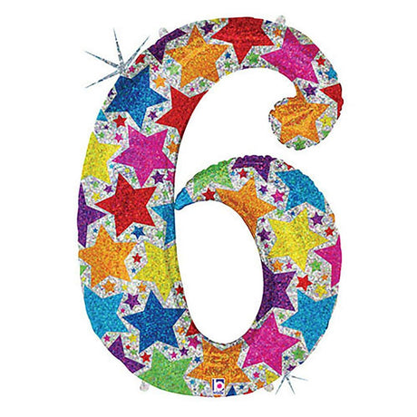 Number 6 Holographic Foil Balloon