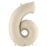 Foil Balloon Number 6 White Sand Megaloon