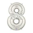 Foil Balloon Number 8 Silver Megaloon